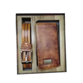 ست هدیه کیف و کمربند2 تیکه چرم طبیعی مردانه کد 1232