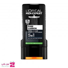 ژل دوش پنج کاره سر و بدن  مردانه  لورآل  300  میل Loreal pure carbon